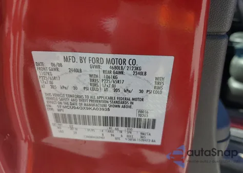 2009 Ford Escape Limited from USA, damaged, VIN 1FMCU94GX9KA03935